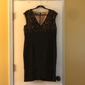 Jones wear dress. Black lace with nude underlay